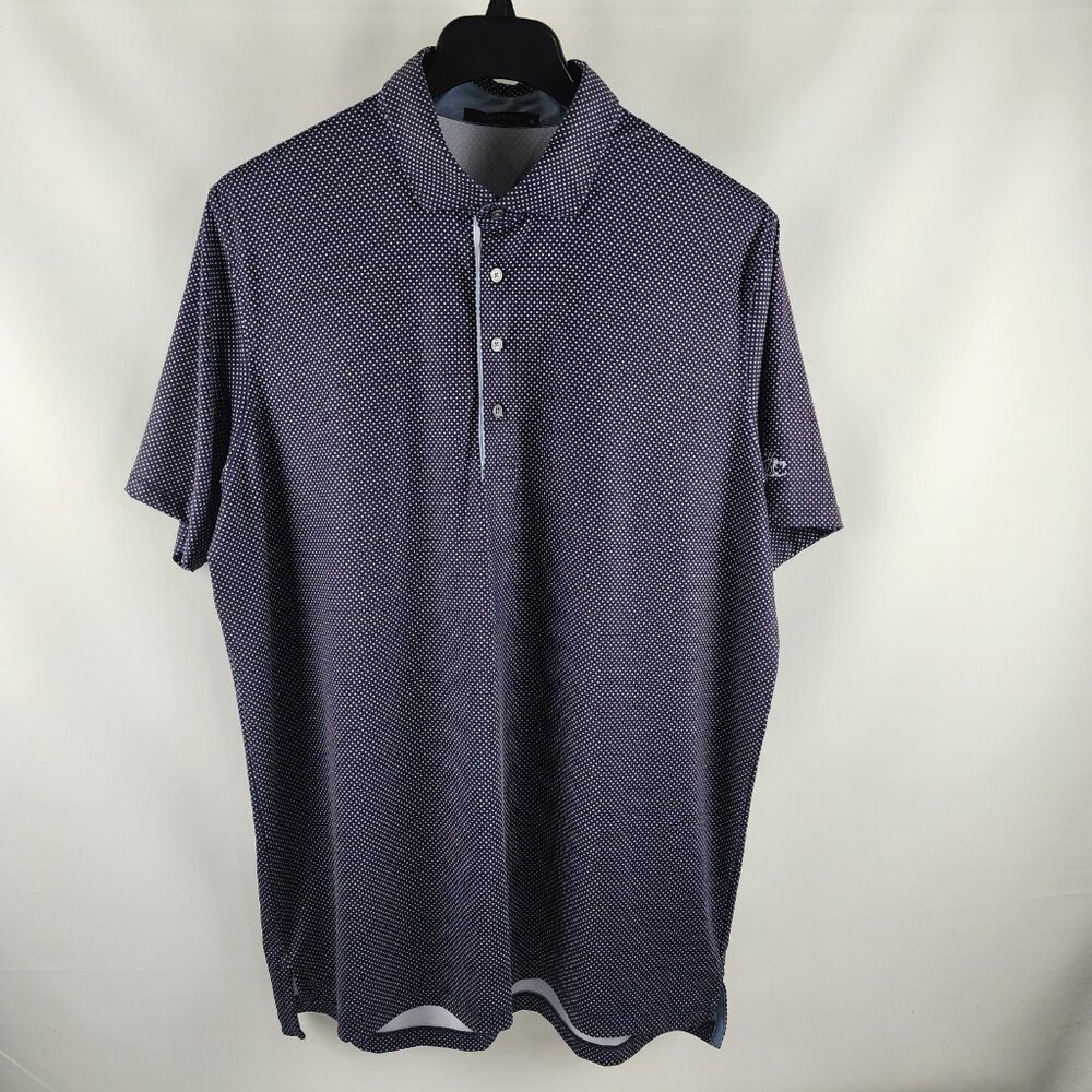 Greyson Shirt Mens XL Blue Gray Dots Golf S/S Polo Arm Logo